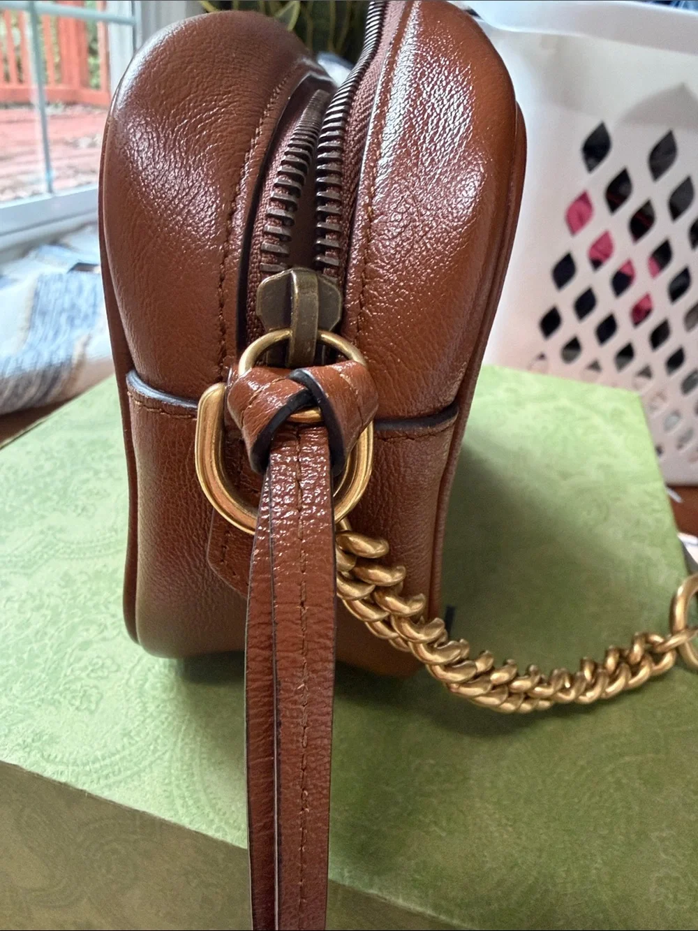 Gucci Brown Chevron GG Small Camera Crossbody - Picture 4 of 9